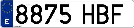 Ejemplo de matrícula española 8875 HBF