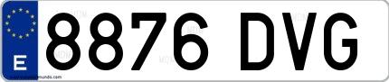 Ejemplo de matrícula española 8876 DVG