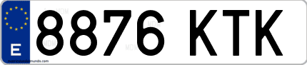 Ejemplo de matrícula de coche ordinaria 8876 KTK