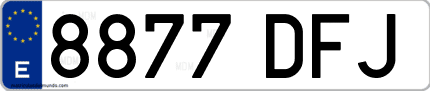 Ejemplo de matrícula de coche ordinaria 8877 DFJ