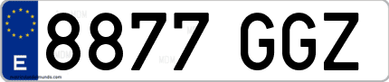 Ejemplo de matrícula de coche ordinaria 8877 GGZ
