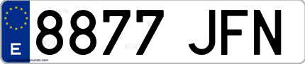 Ejemplo de matrícula de coche ordinaria 8877 JFN