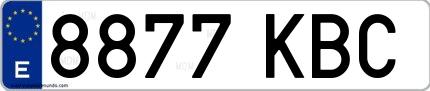 Ejemplo de matrícula española 8877 KBC