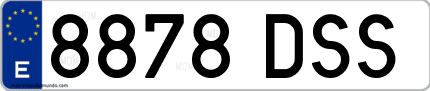Ejemplo de matrícula de coche ordinaria 8878 DSS