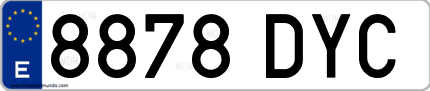Ejemplo de matrícula de coche ordinaria 8878 DYC