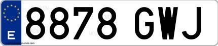 Ejemplo de matrícula española 8878 GWJ