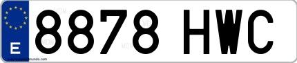 Ejemplo de matrícula española 8878 HWC