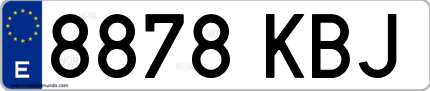 Ejemplo de matrícula de coche ordinaria 8878 KBJ