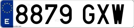 Ejemplo de matrícula española 8879 GXW