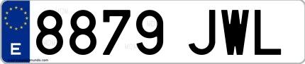 Ejemplo de matrícula de coche ordinaria 8879 JWL