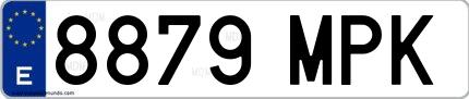 Ejemplo de matrícula española 8879 MPK