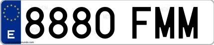 Ejemplo de matrícula española 8880 FMM