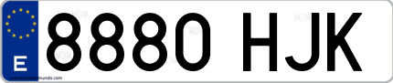 Ejemplo de matrícula de coche ordinaria 8880 HJK