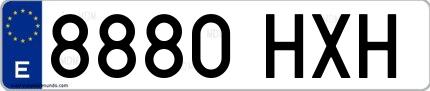 Ejemplo de matrícula española 8880 HXH