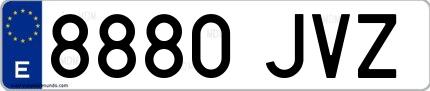 Ejemplo de matrícula española 8880 JVZ