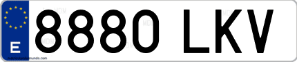 Ejemplo de matrícula de coche ordinaria 8880 LKV