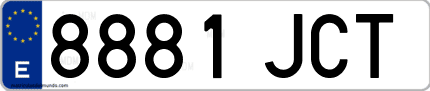 Ejemplo de matrícula de coche ordinaria 8881 JCT