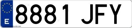 Ejemplo de matrícula española 8881 JFY