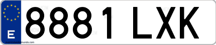 Ejemplo de matrícula de coche ordinaria 8881 LXK