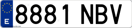Ejemplo de matrícula de coche ordinaria 8881 NBV