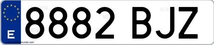 Ejemplo de matrícula de coche ordinaria 8882 BJZ