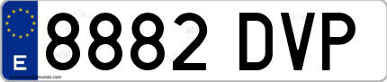 Ejemplo de matrícula de coche ordinaria 8882 DVP
