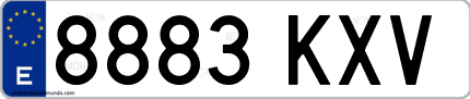Ejemplo de matrícula de coche ordinaria 8883 KXV