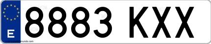 Ejemplo de matrícula española 8883 KXX