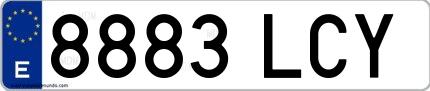 Ejemplo de matrícula española 8883 LCY