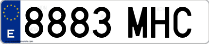 Ejemplo de matrícula de coche ordinaria 8883 MHC