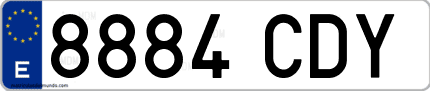 Ejemplo de matrícula de coche ordinaria 8884 CDY