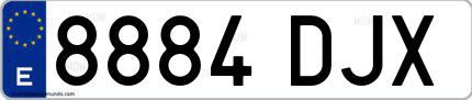 Ejemplo de matrícula española 8884 DJX