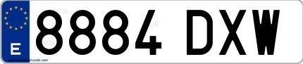 Ejemplo de matrícula española 8884 DXW