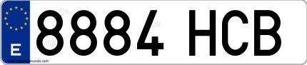 Ejemplo de matrícula española 8884 HCB