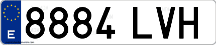 Ejemplo de matrícula de coche ordinaria 8884 LVH