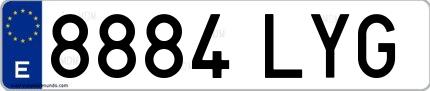 Ejemplo de matrícula española 8884 LYG