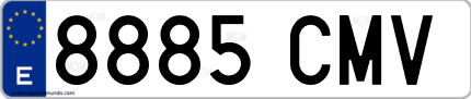 Ejemplo de matrícula de coche ordinaria 8885 CMV