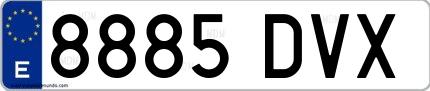 Ejemplo de matrícula española 8885 DVX