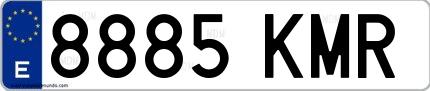 Ejemplo de matrícula española 8885 KMR