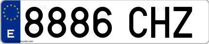 Ejemplo de matrícula española 8886 CHZ