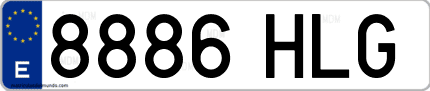 Ejemplo de matrícula de coche ordinaria 8886 HLG