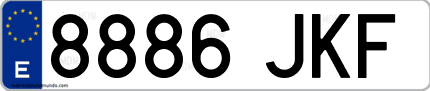 Ejemplo de matrícula de coche ordinaria 8886 JKF