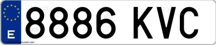 Ejemplo de matrícula española 8886 KVC