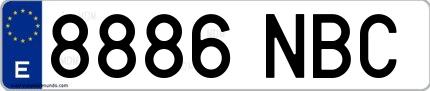 Ejemplo de matrícula española 8886 NBC