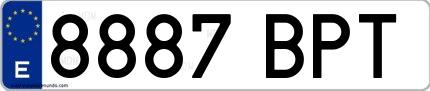 Ejemplo de matrícula española 8887 BPT