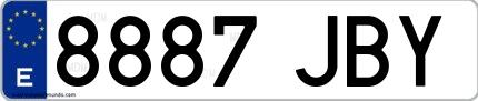 Ejemplo de matrícula española 8887 JBY