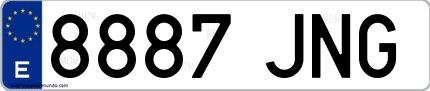 Ejemplo de matrícula española 8887 JNG