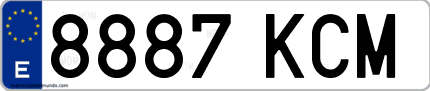 Ejemplo de matrícula de coche ordinaria 8887 KCM