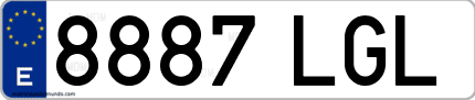 Ejemplo de matrícula de coche ordinaria 8887 LGL