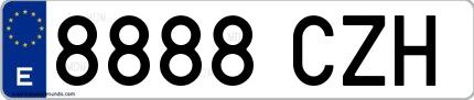 Ejemplo de matrícula española 8888 CZH